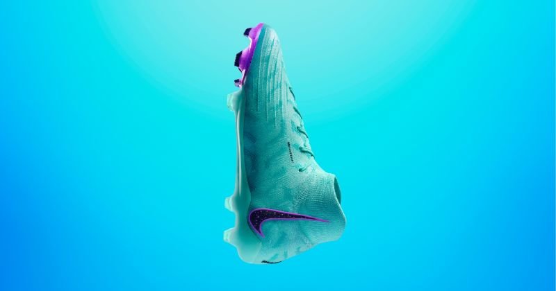 nike phantom luna football boot peak ready pack side view in light blue